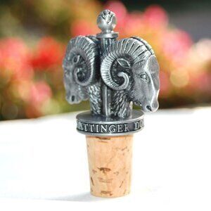Domaine Carneros By Taittinger Pewter Ram's Head Wine Bottle Stopper With Cork